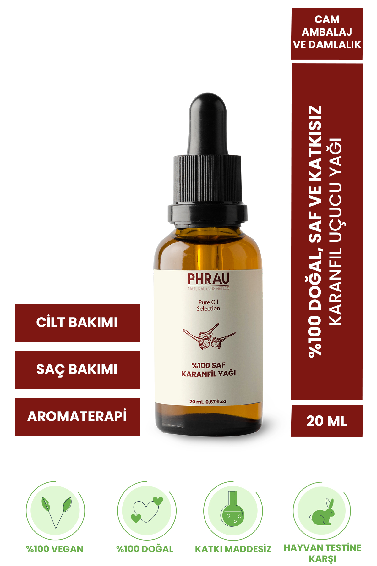 PHRAU%20%100%20Saf%20Ve%20Doğal%20Karanfil%20Uçucu%20Yağı%2020%20ml